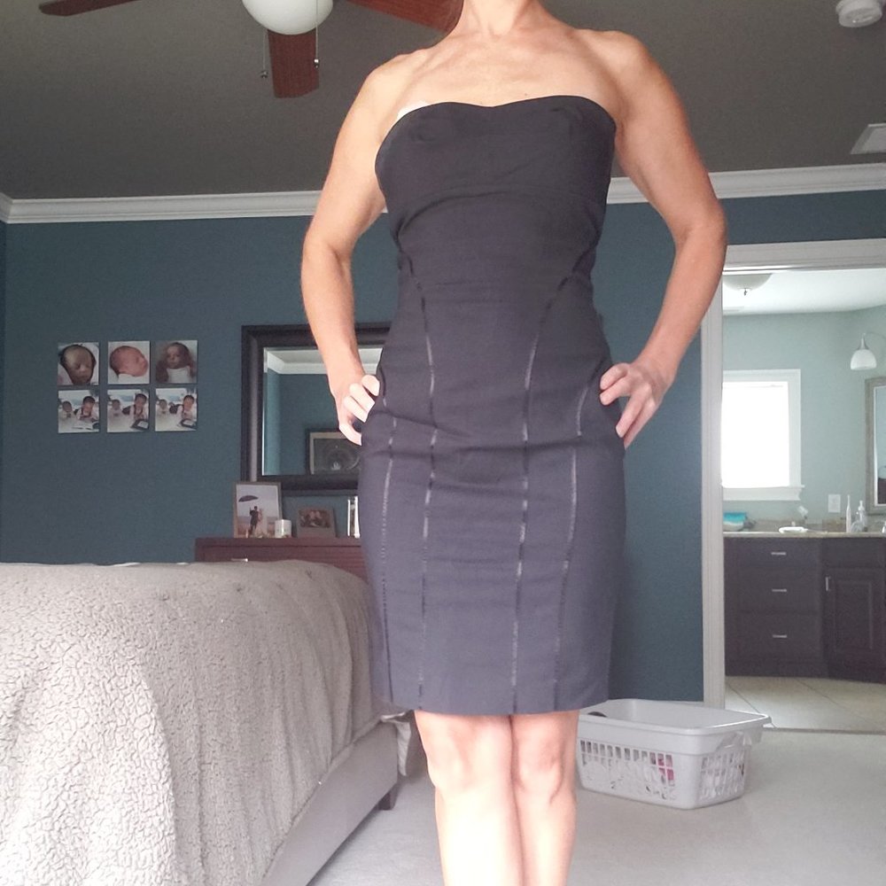 Express strapless black dress